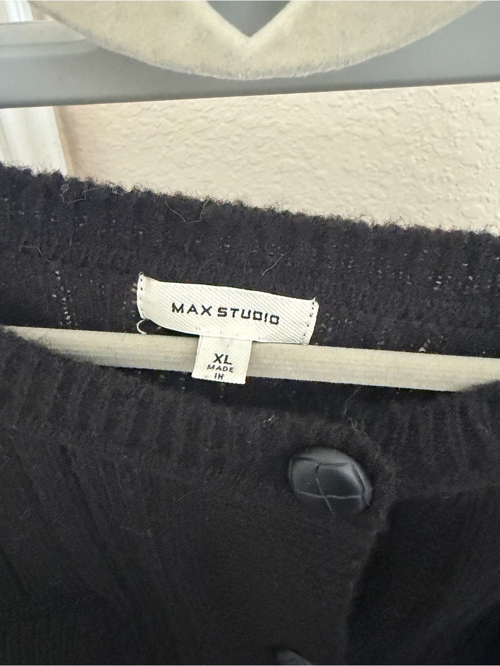 Max Studio Black Ribbed Button-Front Cardigan - Picture 2 of 3